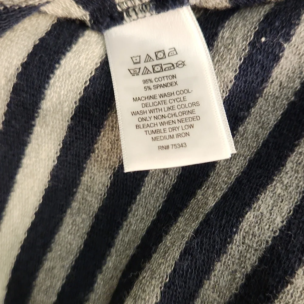 British Khaki Navy & Gray Striped T-Shirt Mini Dress – Size XS - Picture 5 of 11